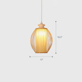 Modern Handwoven Bamboo Ceiling Pendant Light - Single Restaurant Lighting Wood