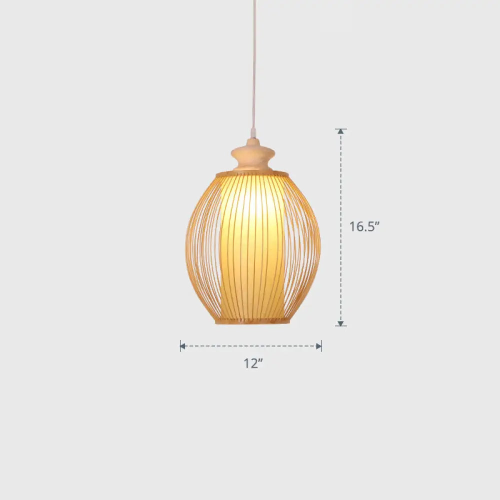 Modern Handwoven Bamboo Ceiling Pendant Light - Single Restaurant Lighting Wood