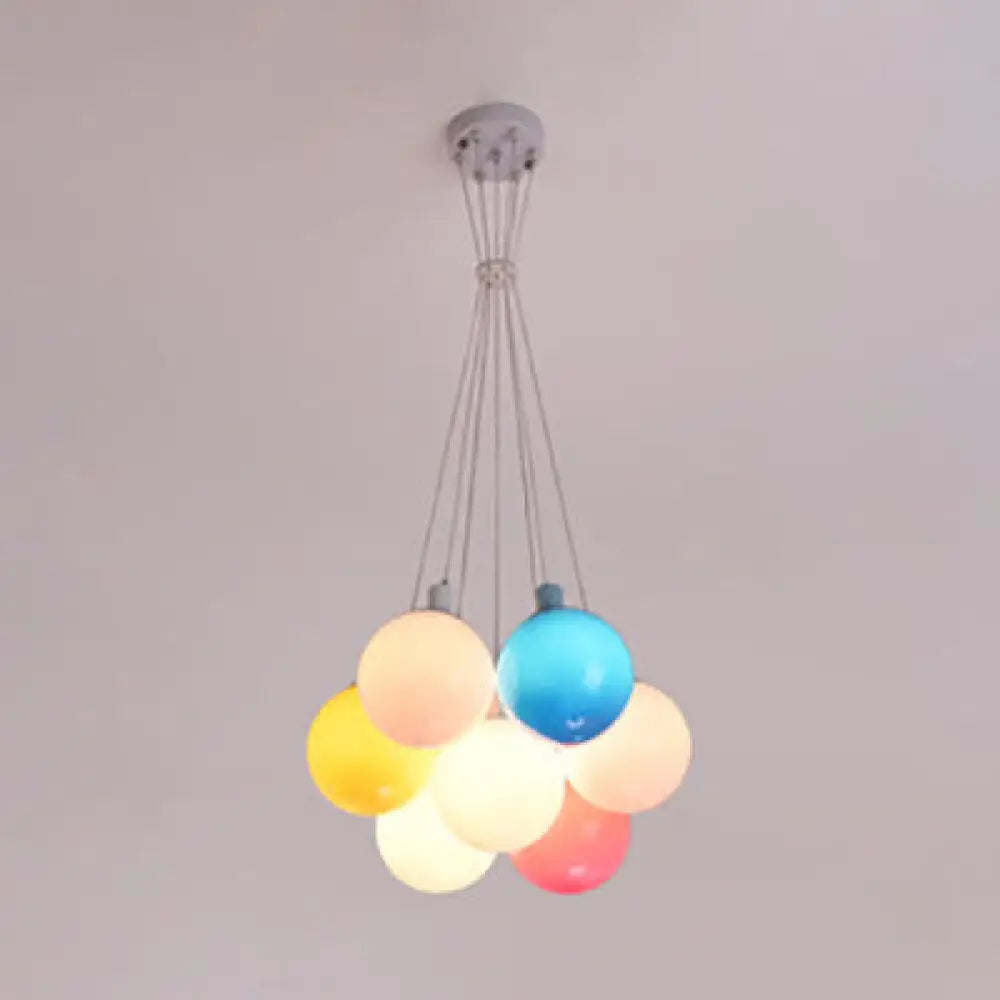 Modern Hanging Balloon Pendant Light For Kids Room Multi-Colored Plastic Design Blue-Pink-Yellow