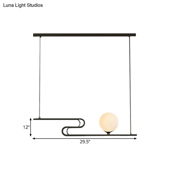 Simplicity Modo Hanging Chandelier - Milky Glass 1/2-Head Island Lamp With Folding Line Design In