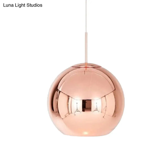 Modern Hanging Light Copper Globe Pendant Ceiling With Mirror Glass Shade Lighting