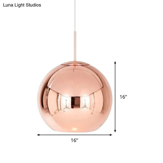 Contemporary Copper Pendant Ceiling Light With Mirror Glass Shade