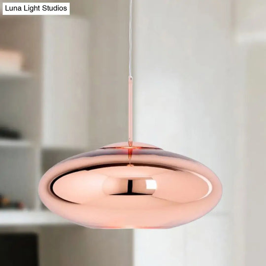 Contemporary Copper Pendant Ceiling Light With Mirror Glass Shade / 19.5