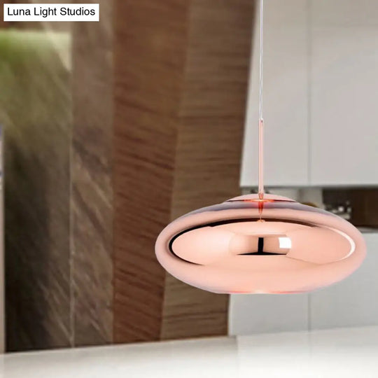 Contemporary Copper Pendant Ceiling Light With Mirror Glass Shade