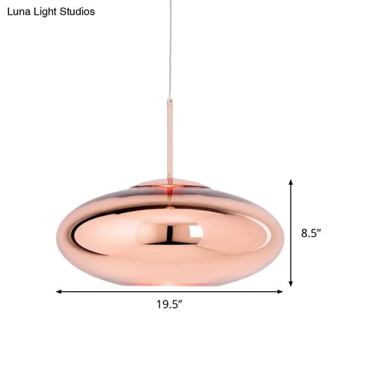 Contemporary Copper Pendant Ceiling Light With Mirror Glass Shade