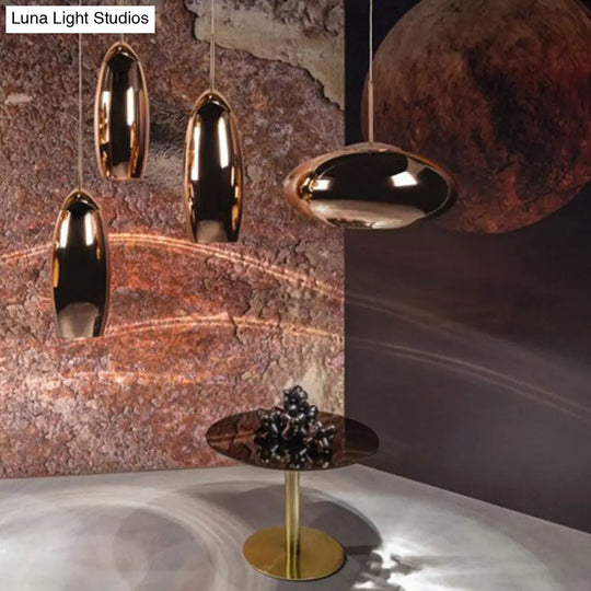 Contemporary Copper Pendant Ceiling Light With Mirror Glass Shade