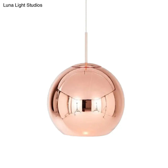 Contemporary Copper Pendant Ceiling Light With Mirror Glass Shade