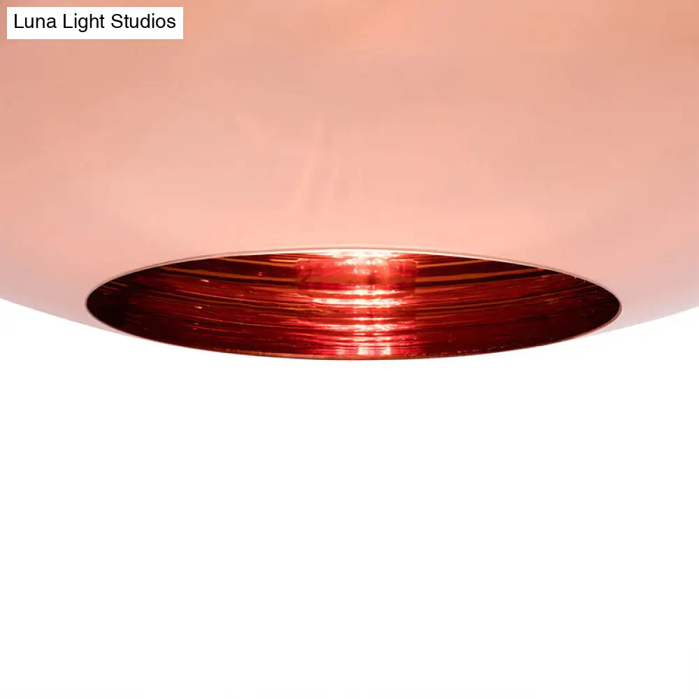 Contemporary Copper Pendant Ceiling Light With Mirror Glass Shade