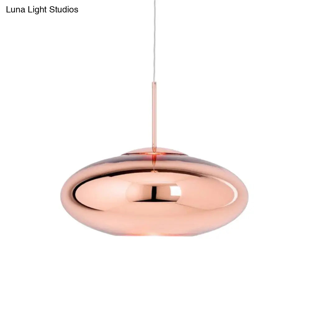 Contemporary Copper Pendant Ceiling Light With Mirror Glass Shade