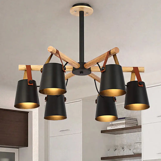 Modern Hanging Nordic Macaron Chandelier Pendant Light For Kitchen 6 / Black