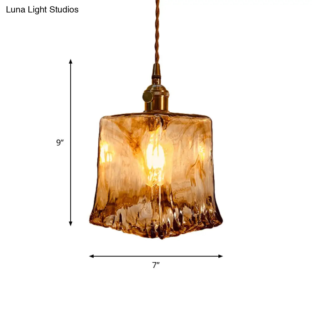 Modern Hanging Pendant Light With Amber Alabaster Glass And Brass Down Lighting For Dining Room -