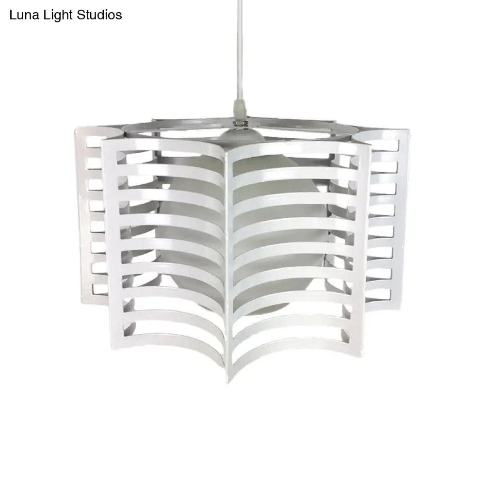 Modern Hanging Pendant Light With Opal Glass Shade - Black/White Finish