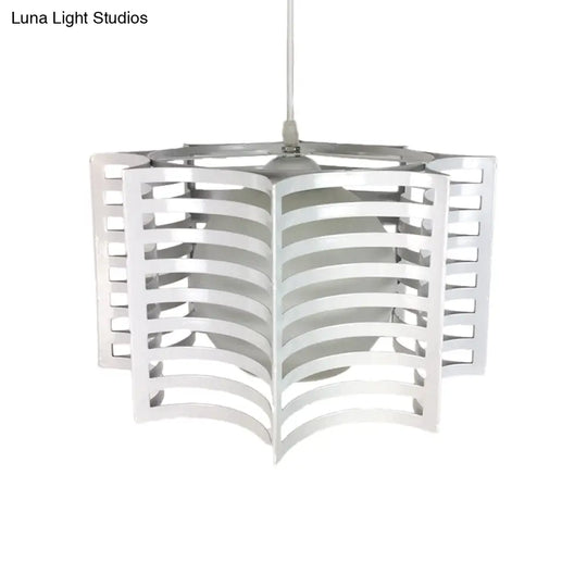 Modern Hanging Pendant Light With Opal Glass Shade - Black/White Finish