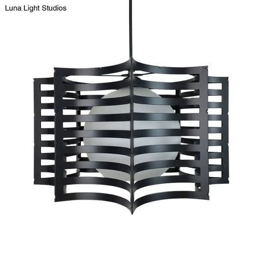 Black/White Hanging Pendant Light With Metal Spring Opal Glass Shade Black / Octagon