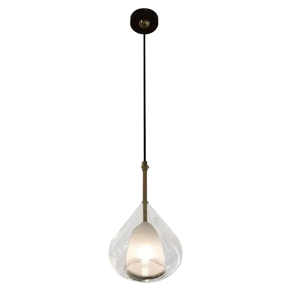 Modern Hanging Pendant Lights - Double Glass Teardrop Design Ideal For Living Room Bronze