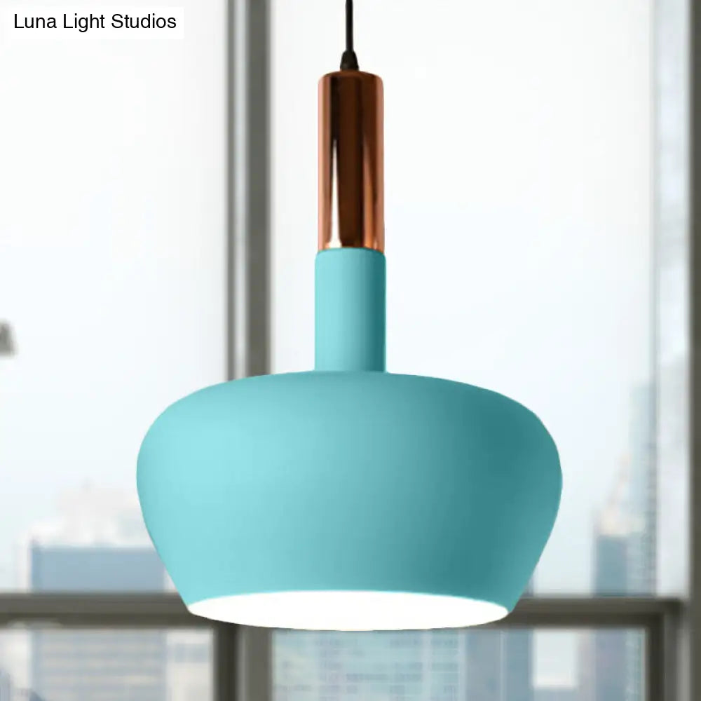 Modern Hanging Wine Glass Pendant Light - 1 Blue/Pink/Yellow Suspension