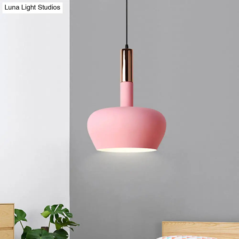 Modern Hanging Wine Glass Pendant Light - 1 Blue/Pink/Yellow Suspension