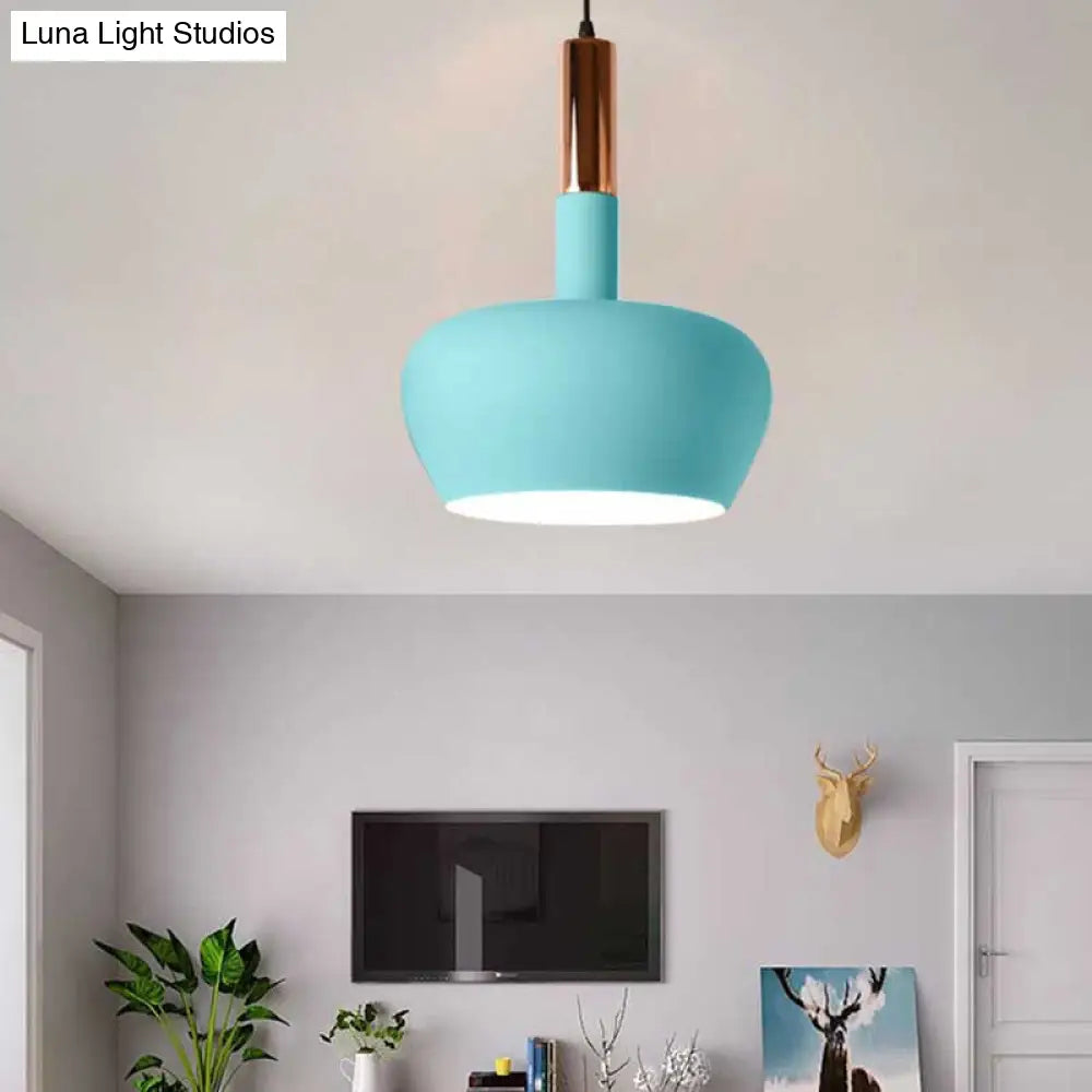 Modern Metal Hanging Pendant Light - Wine Glass Inspired Design With 1 And Blue/Pink/Yellow