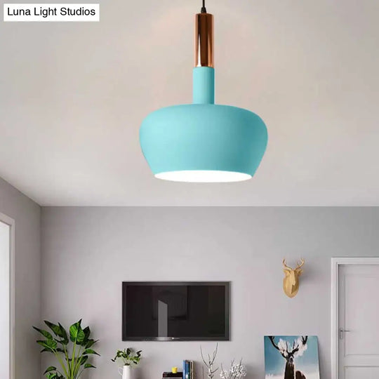 Modern Metal Hanging Pendant Light - Wine Glass Inspired Design With 1 And Blue/Pink/Yellow