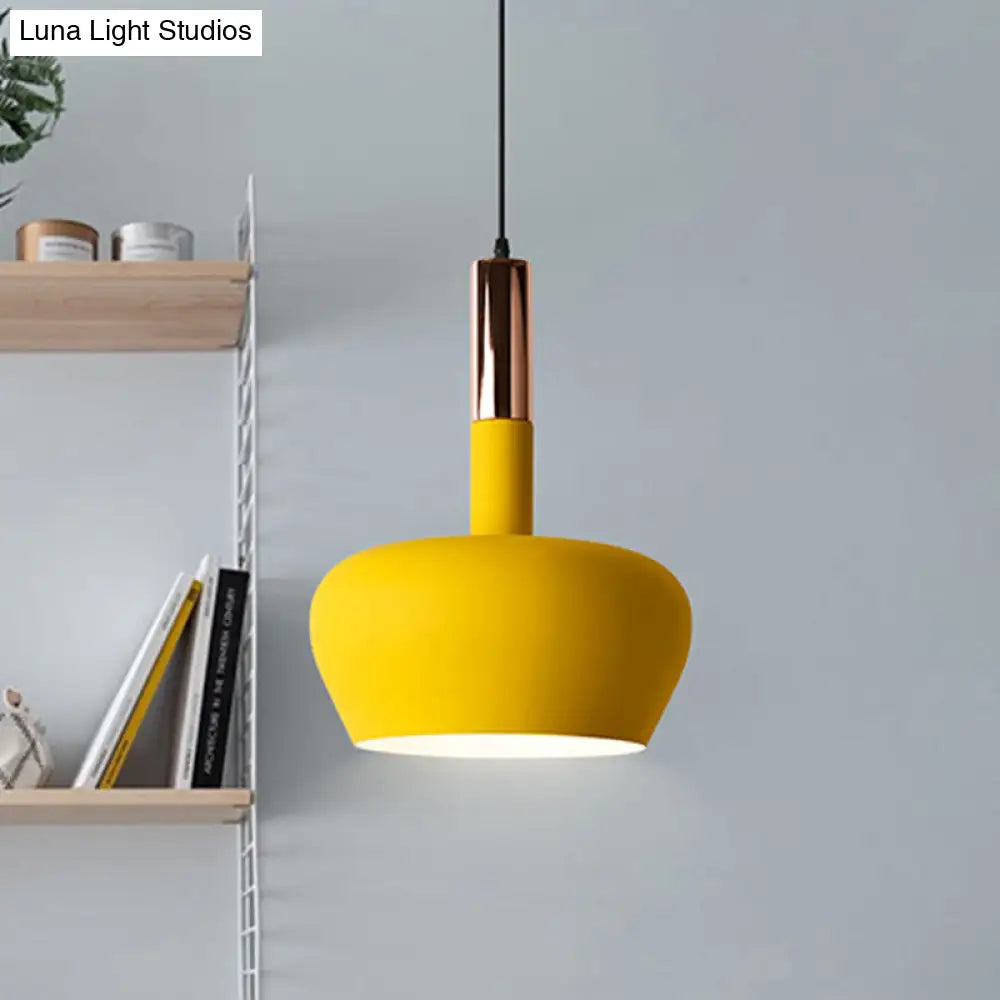 Modern Hanging Wine Glass Pendant Light - 1 Blue/Pink/Yellow Suspension