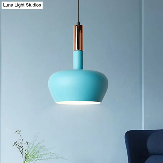 Modern Hanging Wine Glass Pendant Light - 1 Blue/Pink/Yellow Suspension