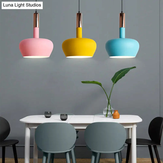 Modern Hanging Wine Glass Pendant Light - 1 Blue/Pink/Yellow Suspension