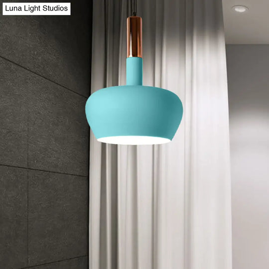 Modern Hanging Wine Glass Pendant Light - 1 Blue/Pink/Yellow Suspension