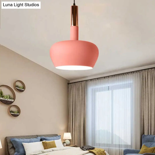 Modern Metal Hanging Pendant Light - Wine Glass Inspired Design With 1 And Blue/Pink/Yellow