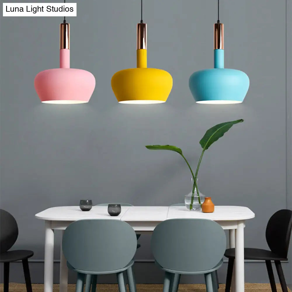 Modern Metal Hanging Pendant Light - Wine Glass Inspired Design With 1 And Blue/Pink/Yellow