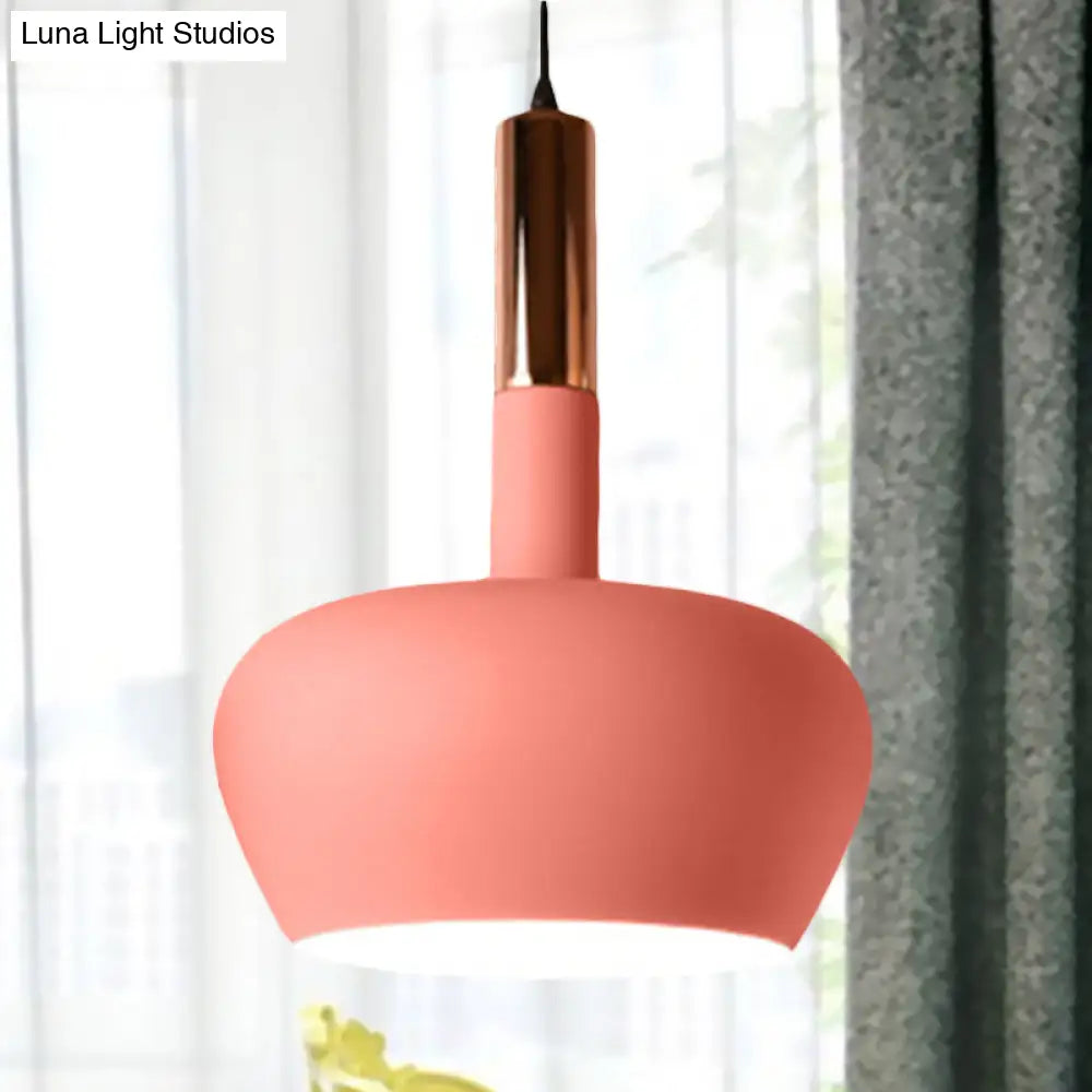 Modern Hanging Wine Glass Pendant Light - 1 Blue/Pink/Yellow Suspension