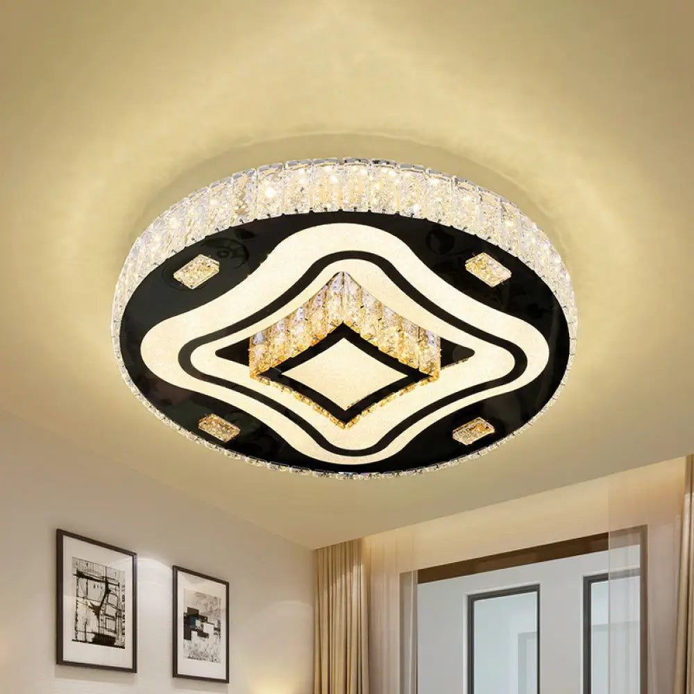 Modern Harlequin Crystal Prisms Led Ceiling Lamp In Stainless Steel Stainless - Steel