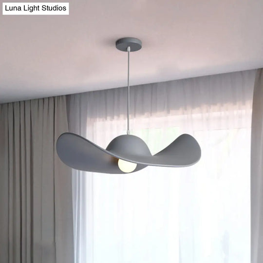 Modern Hat Shaped Pendant Light - Acrylic 1-Light Suspension Lamp For Bedroom In White/Grey