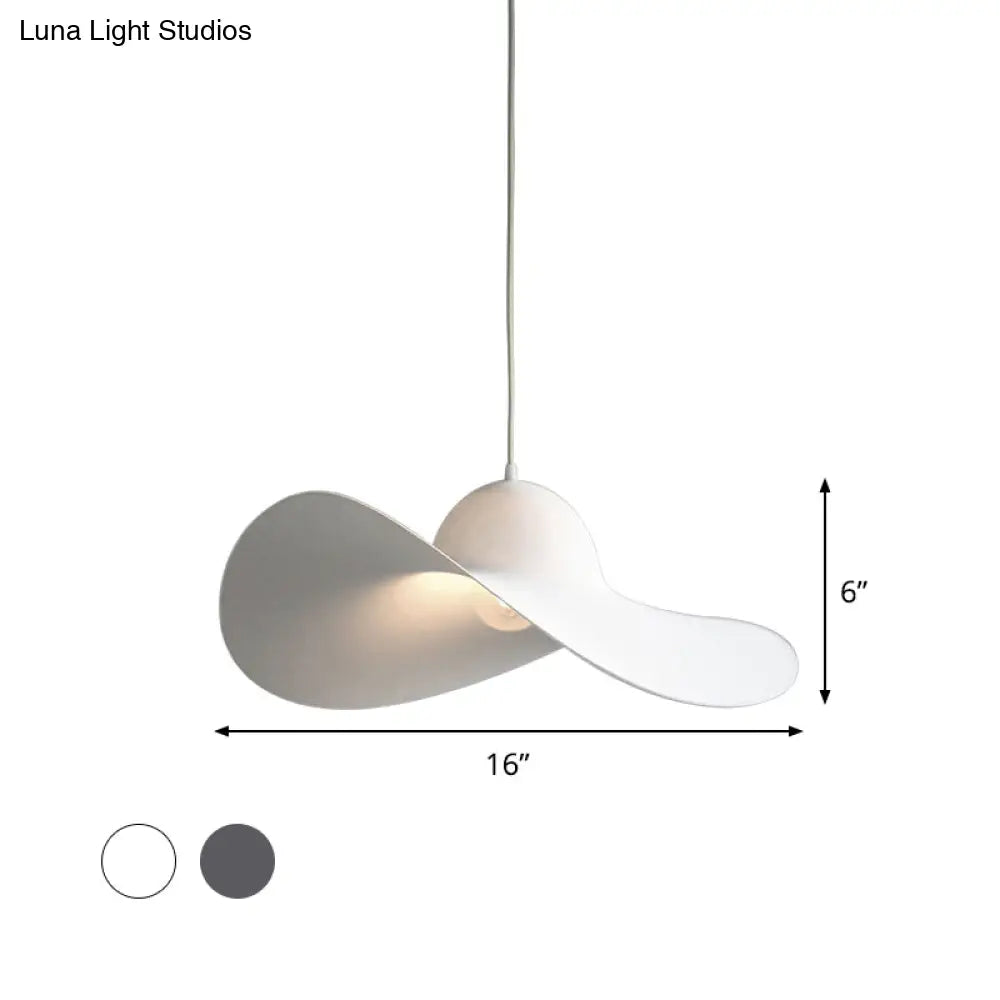 Modern Hat Shaped Pendant Light - Acrylic 1-Light Suspension Lamp For Bedroom In White/Grey