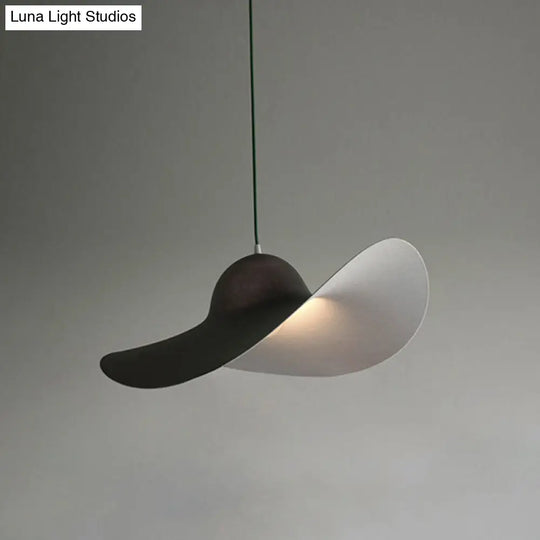 Modern Hat Shaped Pendant Light - Acrylic 1-Light Suspension Lamp For Bedroom In White/Grey