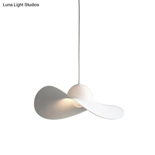 Modern Hat Shaped Pendant Light - Acrylic 1-Light Suspension Lamp For Bedroom In White/Grey