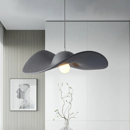 Modern Hat Shaped Pendant Light - Acrylic 1-Light Suspension Lamp For Bedroom In White/Grey Grey