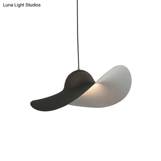 Modern Hat Shaped Pendant Light - Acrylic 1-Light Suspension Lamp For Bedroom In White/Grey