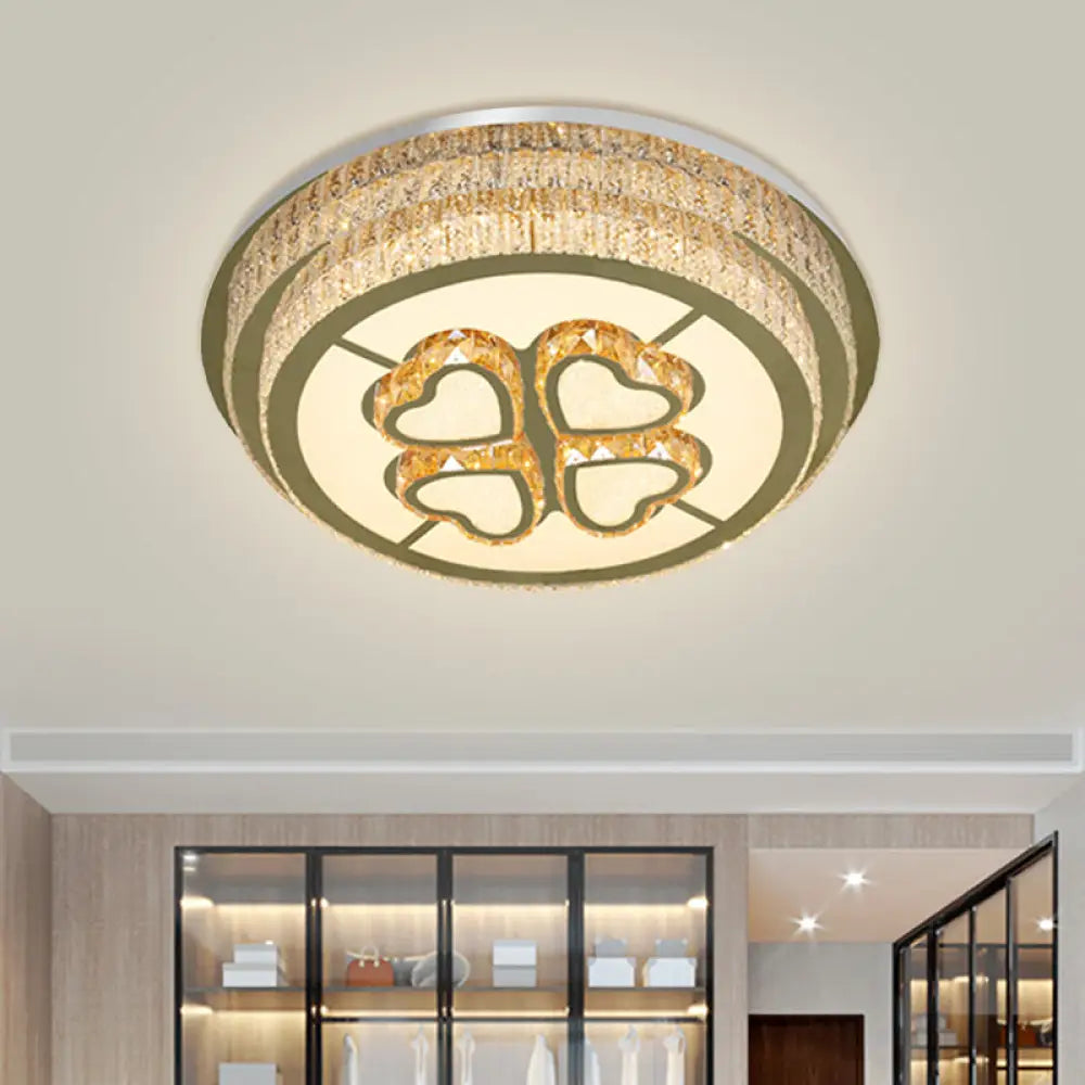 Modern Heart - Design Led Crystal Flush Mount Lamp With Nickel Finish For Great Room Lighting