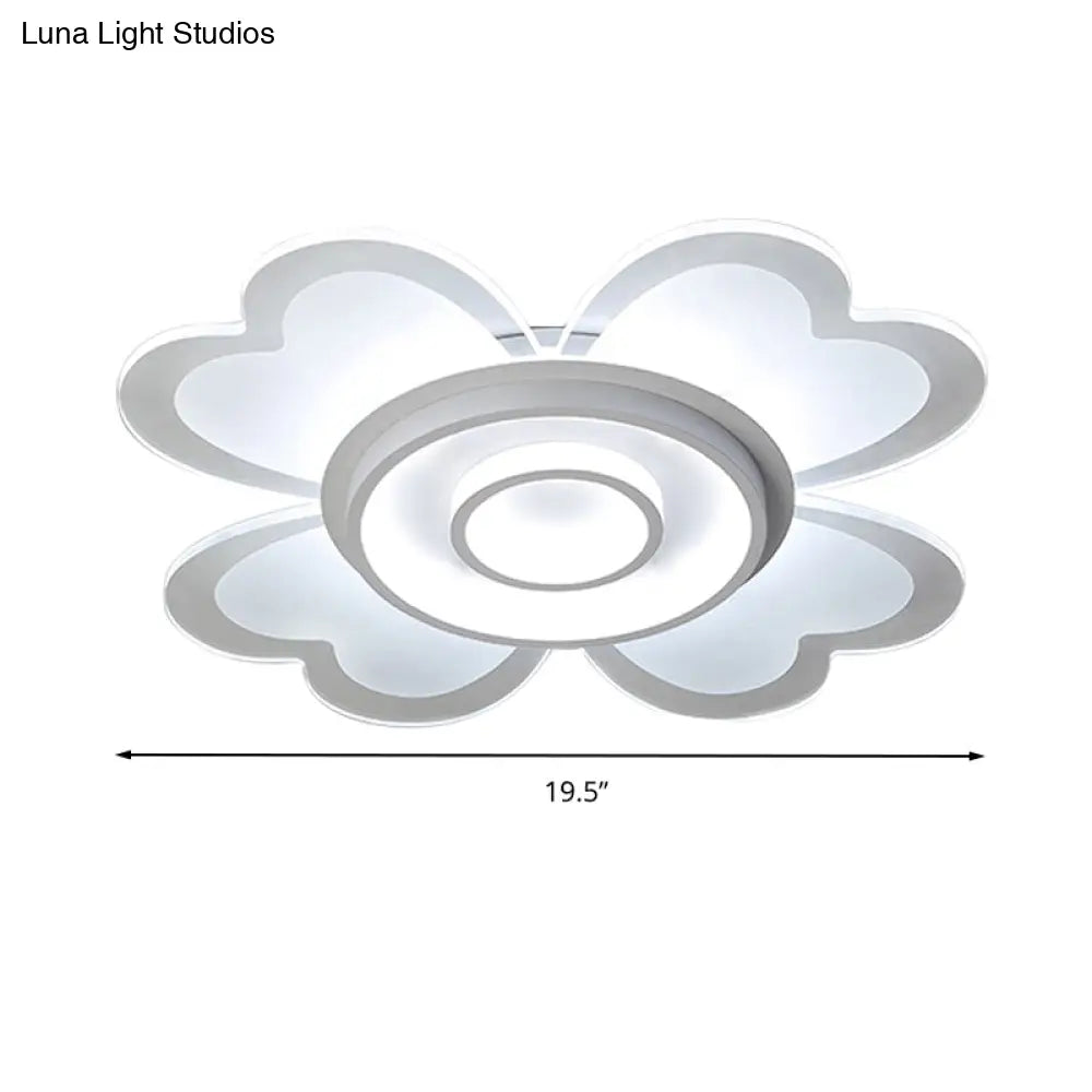 Modern Heart & Round Flush Mount Led Ceiling Light For Baby Room In White