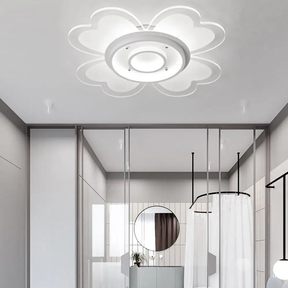 Modern Heart & Round Flush Mount Led Ceiling Light For Baby Room In White / 16’