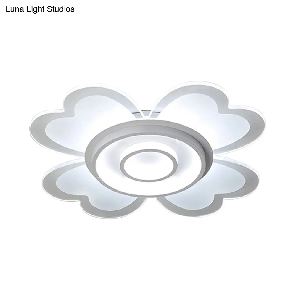 Modern Heart & Round Flush Mount Led Ceiling Light For Baby Room In White