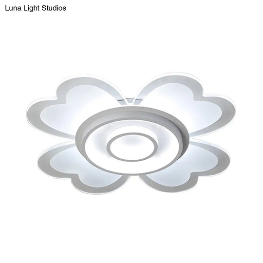 Modern Heart & Round Flush Mount Led Ceiling Light For Baby Room In White