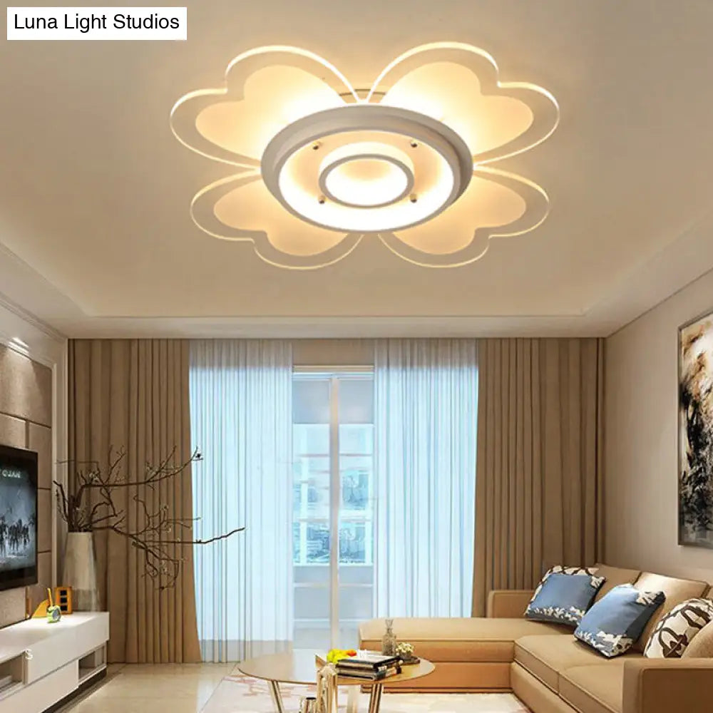 Modern Heart & Round Flush Mount Led Ceiling Light For Baby Room In White / 16 Warm