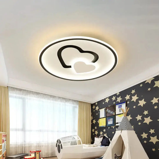 Modern Heart Shape Led Ceiling Light In Black/Pink/Blue 16’/19.5’ Width Black / 16’