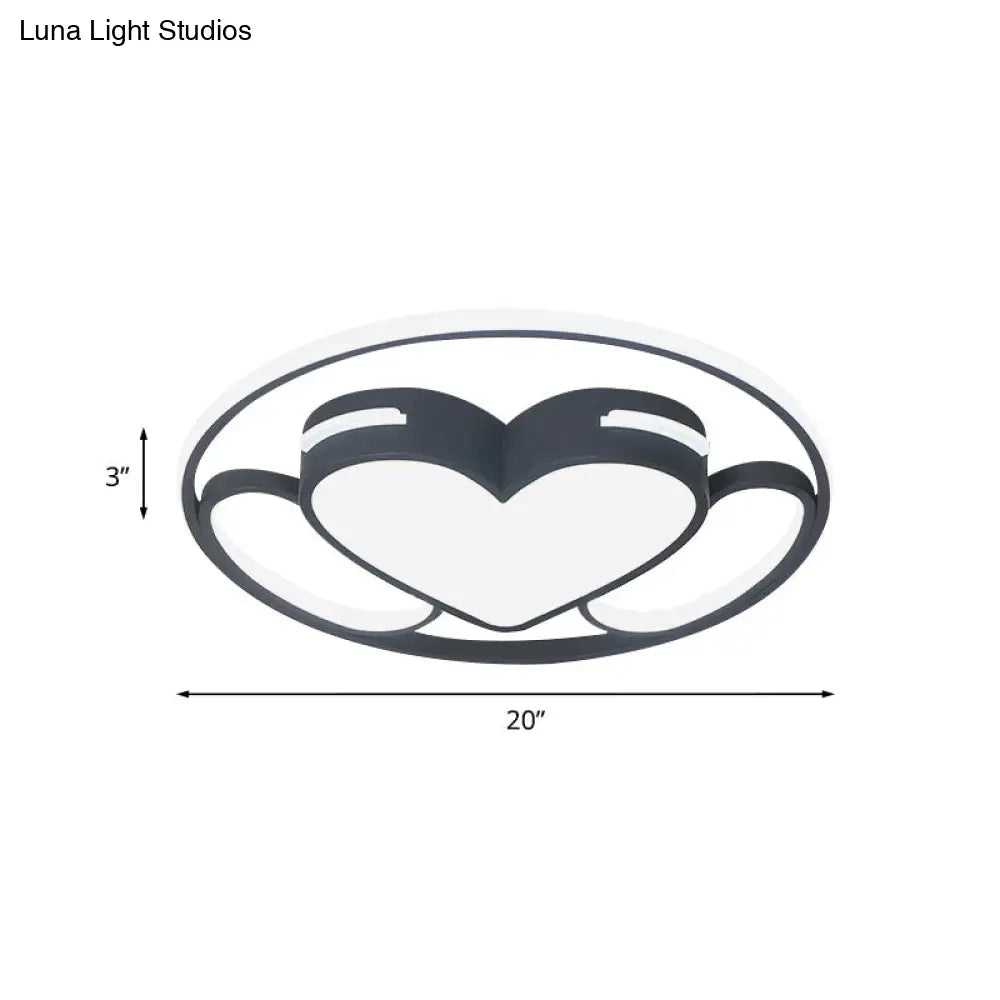 Modern Heart - Shaped Led Ceiling Fixture In Black And White With Warm/White Light