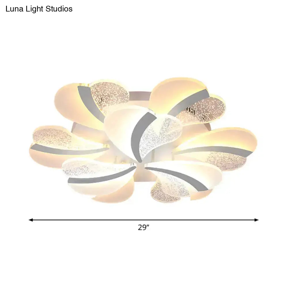 Modern Heart-Shaped Led Ceiling Lamp - Acrylic Flush Mount Light For Living Room With 5/9/15