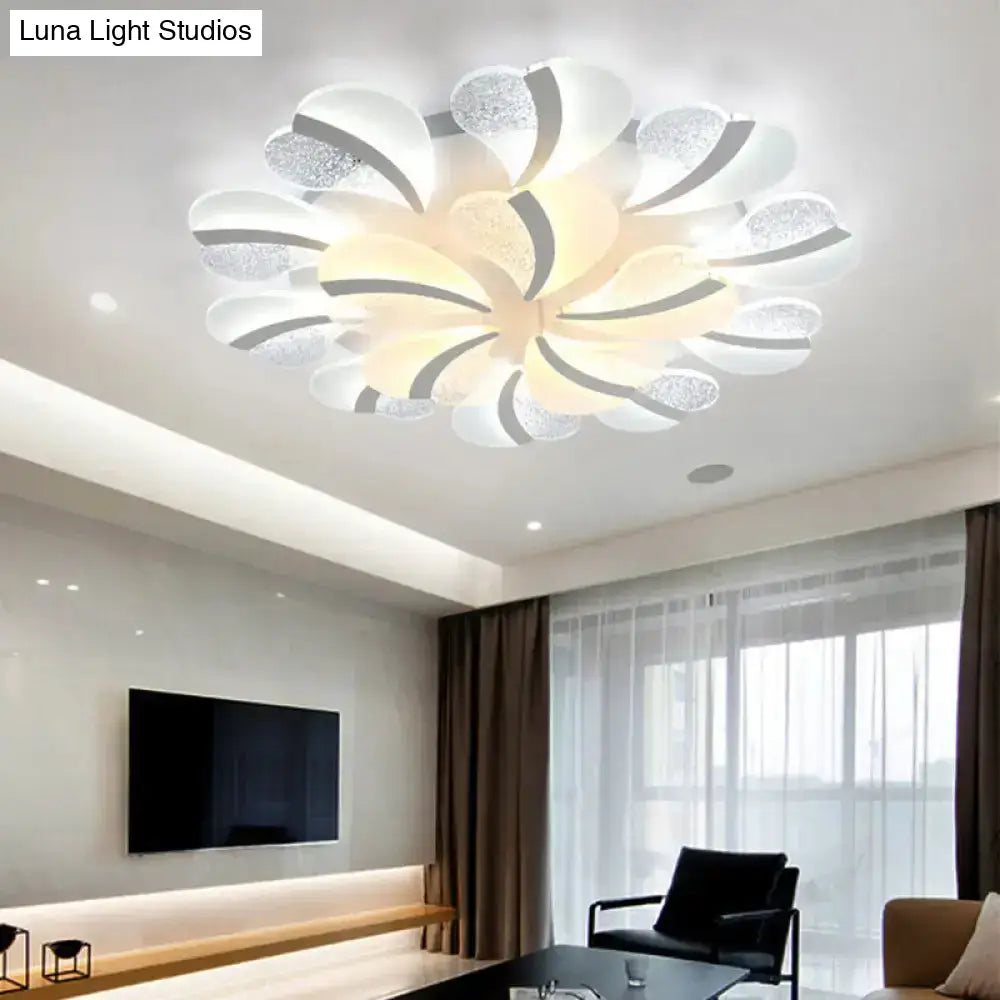 Modern Heart-Shaped Led Ceiling Lamp - Acrylic Flush Mount Light For Living Room With 5/9/15