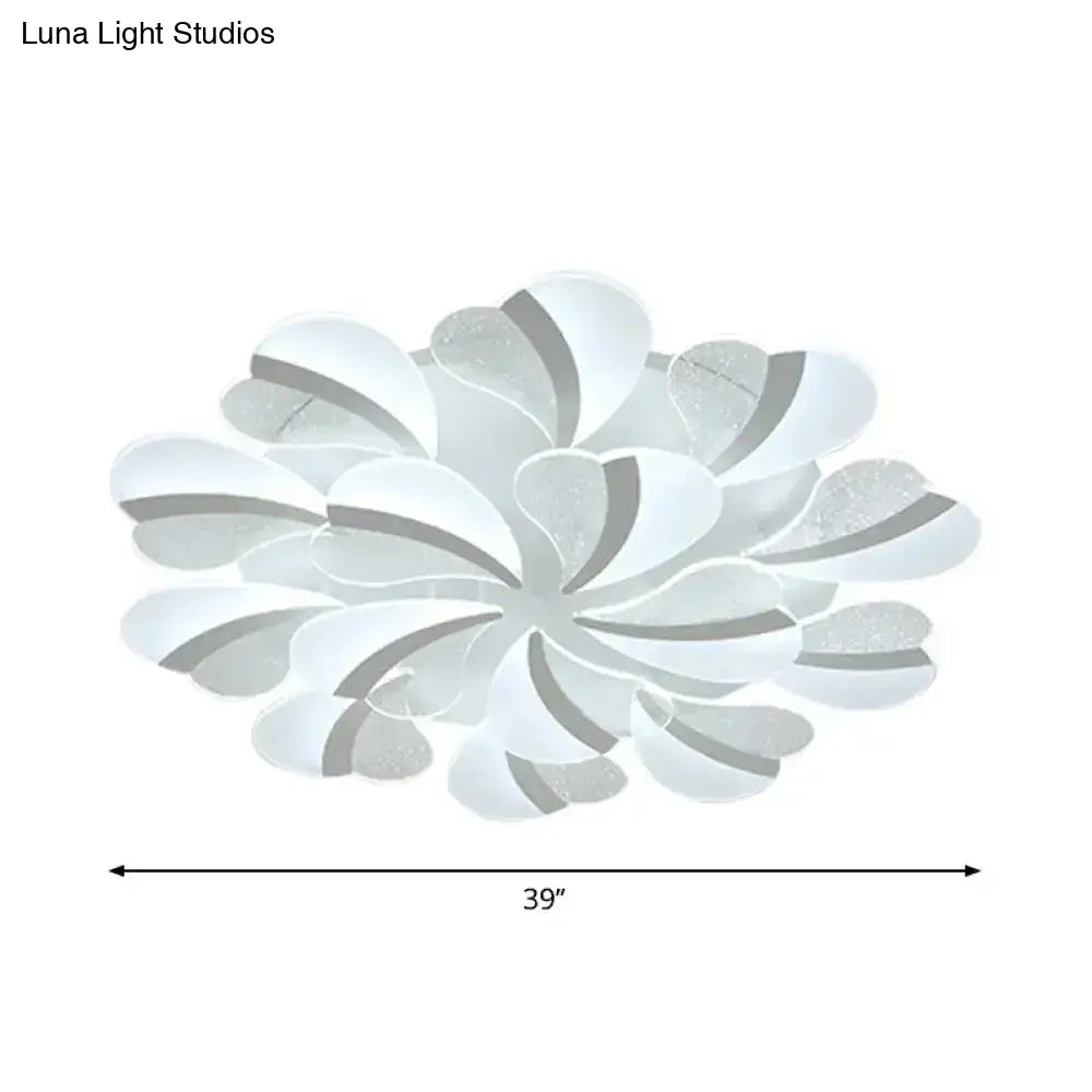 Modern Heart-Shaped Led Ceiling Lamp - Acrylic Flush Mount Light For Living Room With 5/9/15