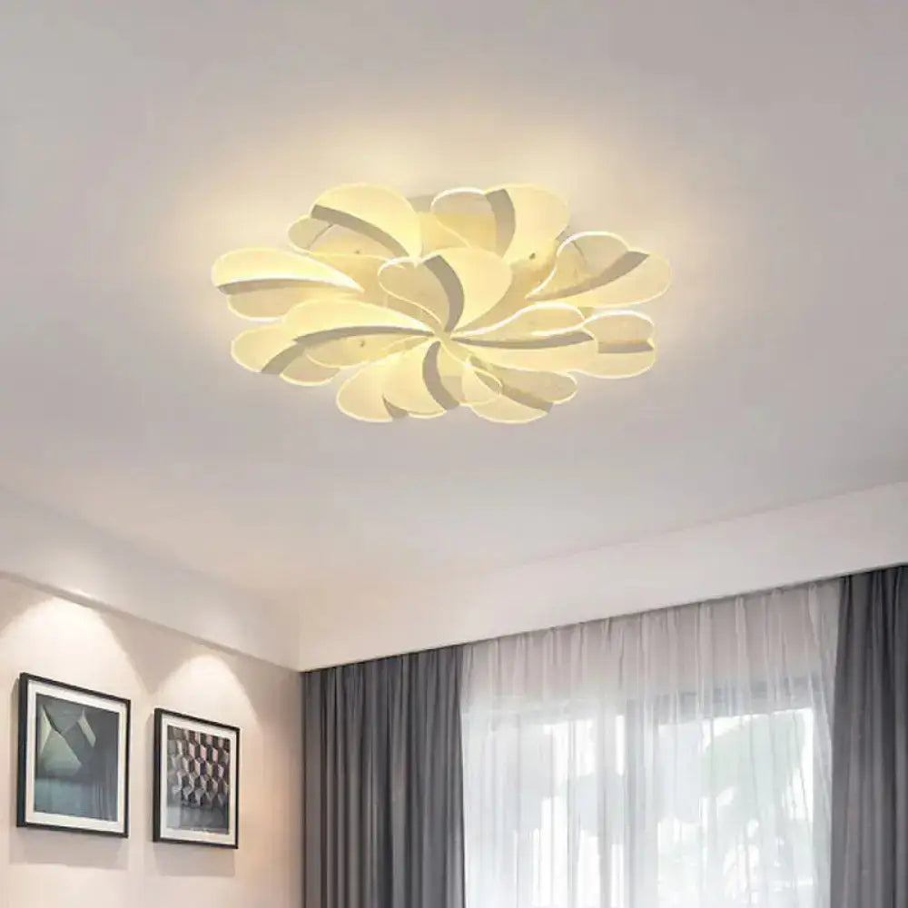 Modern Heart-Shaped Led Ceiling Lamp - Acrylic Flush Mount Light For Living Room With 5/9/15