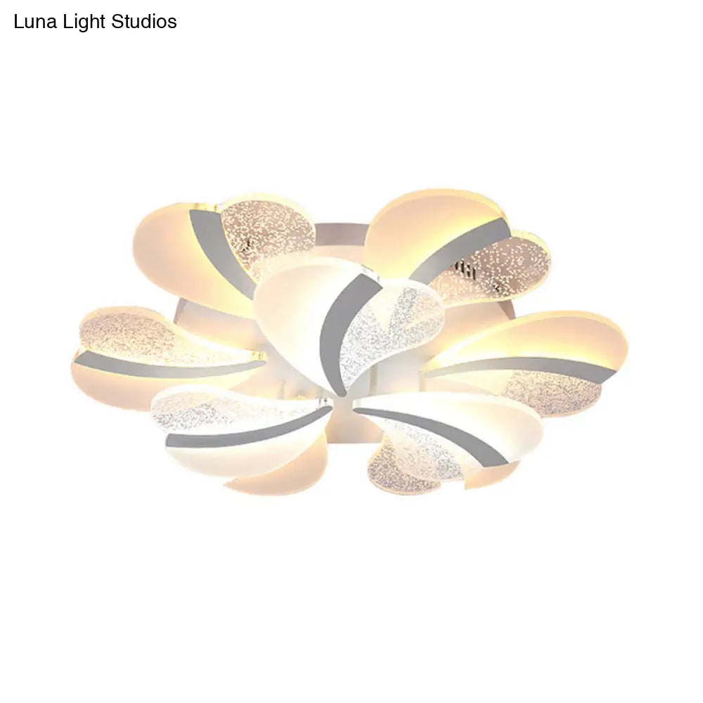Modern Heart-Shaped Led Ceiling Lamp - Acrylic Flush Mount Light For Living Room With 5/9/15